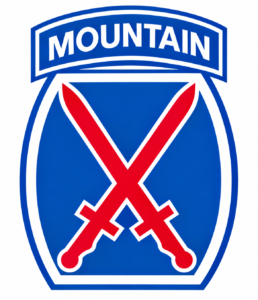 10th Mountain Division shoulder sleeve insignia with Mountain tab