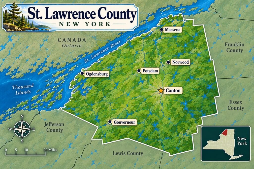 Illustrated map of St. Lawrence County, New York