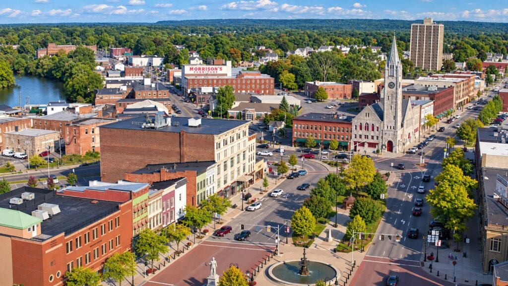 Aerial illustration of downtown Watertown, New York